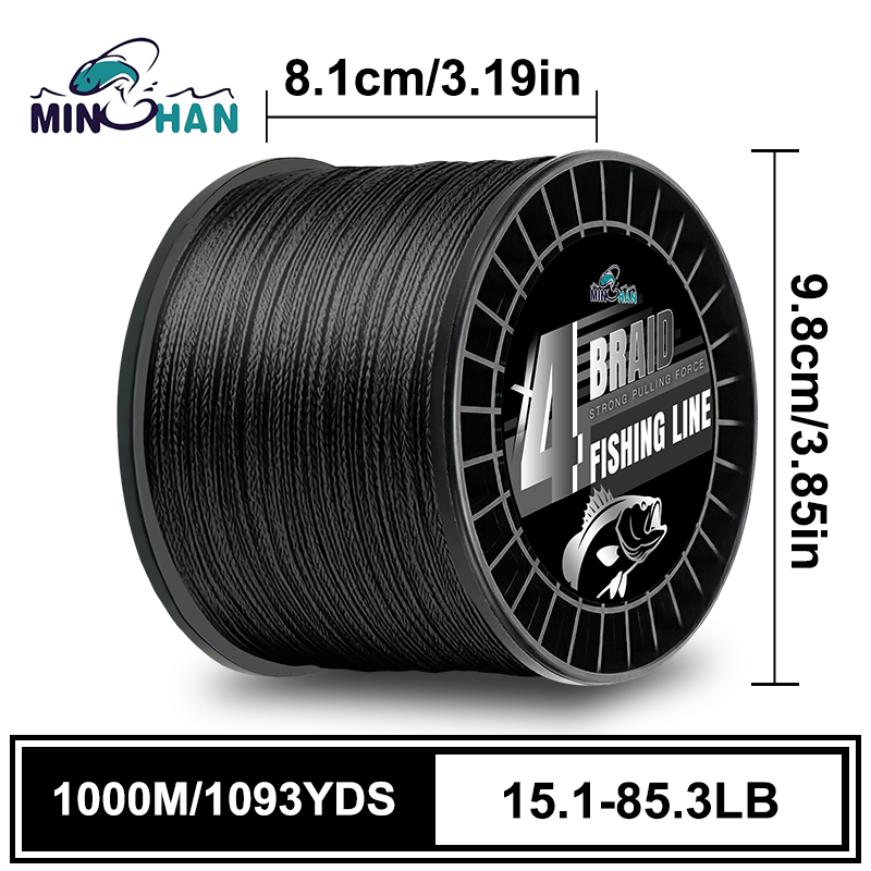 4-Strand Woven 1000M Black Fis - Ice Fishing Line ulasan dan harga